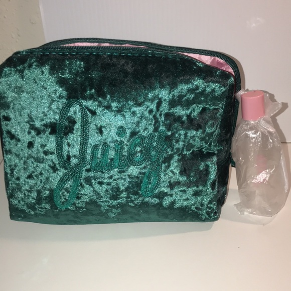 Juicy Couture emerald Green Velvet makeup bag NEW - Picture 9 of 9
